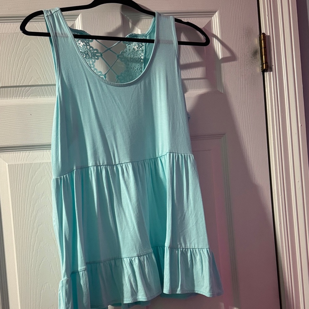 Torrid Aqua Lace Back Tank Top